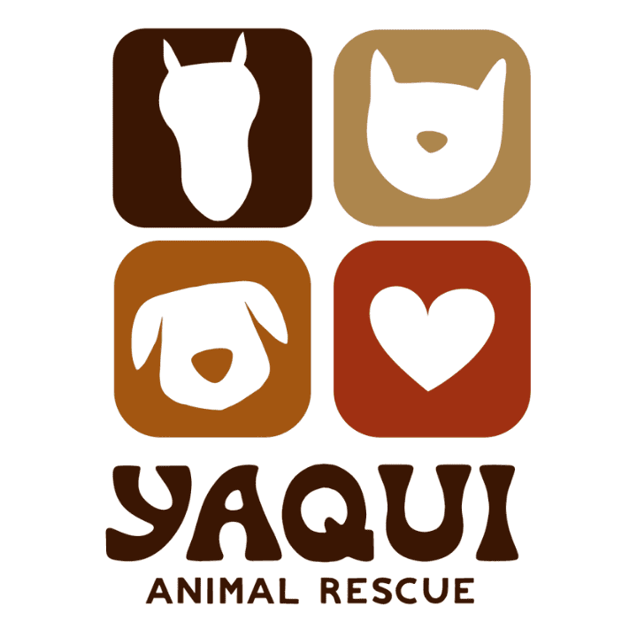Member Spotlight-Yaqui Animal Rescue: Logo featuring stylized icons of a horse, cat, dog, and heart in four colored squares, with the organization’s name displayed below.