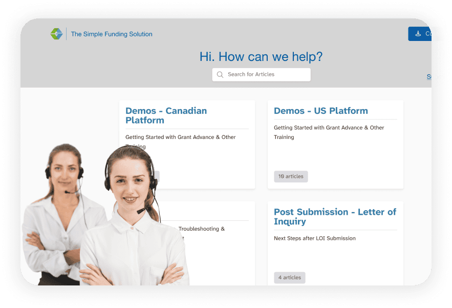Grant Advance Solutions has the best support and training for our clients. Features include Unlimited Live Support, Welcome Package, Training Videos & Manuals, Tips & Hints, Online Help Centre, Support Tickets, Toll-Free Help Line, Knowledge Base, and FAQs.